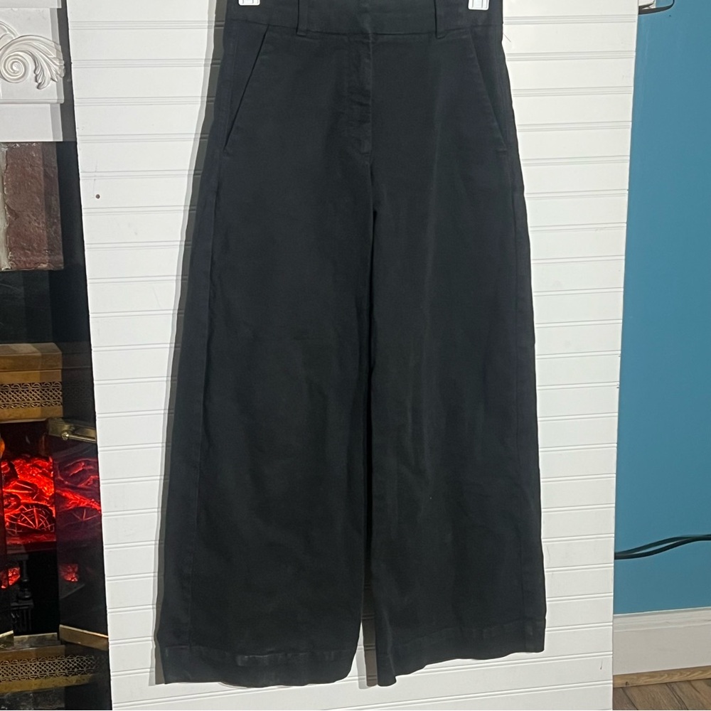 Everlane Black Wide Leg Organic Cotton Trousers Size 4